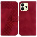 For Redmi Note 14 4G 164.84mm Seven-shaped Embossed Leather Phone Case(Red)
