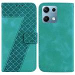 For Redmi Note 14S 4G Seven-shaped Embossed Leather Phone Case(Green)