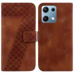 For Redmi Note 14S 4G Seven-shaped Embossed Leather Phone Case(Brown)