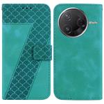 For Redmi K80 / K80 Pro Seven-shaped Embossed Leather Phone Case(Green)