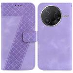 For Redmi K80 / K80 Pro Seven-shaped Embossed Leather Phone Case(Purple)