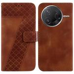 For Redmi K80 / K80 Pro Seven-shaped Embossed Leather Phone Case(Brown)
