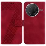 For Redmi K80 / K80 Pro Seven-shaped Embossed Leather Phone Case(Red)