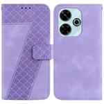 For Xiaomi Poco M6 4G Seven-shaped Embossed Leather Phone Case(Purple)