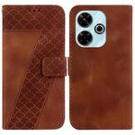 For Xiaomi Poco M6 4G Seven-shaped Embossed Leather Phone Case(Brown)