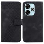 For Xiaomi Poco M6 4G Seven-shaped Embossed Leather Phone Case(Black)