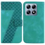 For Xiaomi 14T Seven-shaped Embossed Leather Phone Case(Green)