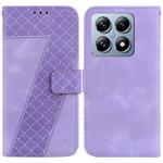 For Xiaomi 14T Pro Seven-shaped Embossed Leather Phone Case(Purple)