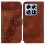 For Xiaomi 14T Pro Seven-shaped Embossed Leather Phone Case(Brown)