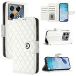 For Infinix GT 20 Pro X6871 Rhombic Texture Flip Leather Phone Case with Lanyard(White)