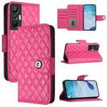 For Infinix Hot 20S / Hot 20 Pro Rhombic Texture Flip Leather Phone Case with Lanyard(Rose Red)