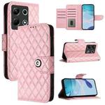 For Infinix Note 30 4G X6833B Rhombic Texture Flip Leather Phone Case with Lanyard(Pink)