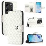 For Infinix Note 30i Rhombic Texture Flip Leather Phone Case with Lanyard(White)