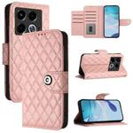 For Infinix Note 40 4G Rhombic Texture Flip Leather Phone Case with Lanyard(Coral Pink)