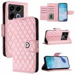 For Infinix Note 40 4G Rhombic Texture Flip Leather Phone Case with Lanyard(Pink)