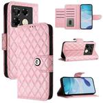 For Infinix Note 40 Pro 4G X6850 Rhombic Texture Flip Leather Phone Case with Lanyard(Pink)