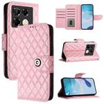 For Infinix Note 40 Pro 5G X6851 Rhombic Texture Flip Leather Phone Case with Lanyard(Pink)