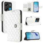 For Infinix Smart 7 HD Rhombic Texture Flip Leather Phone Case with Lanyard(White)