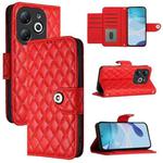 For Infinix Smart 8 Rhombic Texture Flip Leather Phone Case with Lanyard(Red)