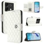 For Infinix Zero 30 5G Rhombic Texture Flip Leather Phone Case with Lanyard(White)