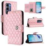 For Infinix Hot 50 Pro+ 4G Rhombic Texture Flip Leather Phone Case with Lanyard(Pink)