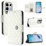 For Infinix Note 50s Rhombic Texture Flip Leather Phone Case with Lanyard(White)
