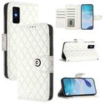 For Infinix GT 30 Pro Rhombic Texture Flip Leather Phone Case with Lanyard(White)