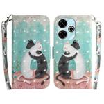 For Xiaomi Poco M6 4G 3D Colored Flip Leather Phone Case(Black White Cat)