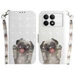 For Xiaomi Poco F6 Pro 3D Colored Flip Leather Phone Case(Pug)