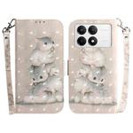 For Xiaomi Poco F6 Pro 3D Colored Flip Leather Phone Case(Squirrels)