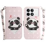 For Xiaomi Poco F6 Pro 3D Colored Flip Leather Phone Case(Heart Panda)