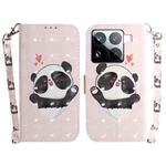 For Xiaomi 15 Pro 3D Colored Flip Leather Phone Case(Heart Panda)