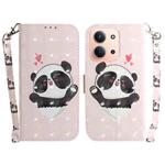 For Redmi 15C 4G 173.1mm / 15C 5G 173.1mm 3D Colored Flip Leather Phone Case(Heart Panda)