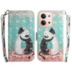 For Redmi 15C 4G 173.1mm / 15C 5G 173.1mm 3D Colored Flip Leather Phone Case(Black White Cat)
