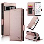 For Google Pixel 7 Pro Side Buckle Magnetic Frosted Leather Phone Case(Rose Gold)
