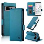 For Google Pixel 7 Pro Side Buckle Magnetic Frosted Leather Phone Case(Blue)
