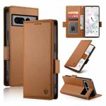 For Google Pixel 7 Pro Side Buckle Magnetic Frosted Leather Phone Case(Brown)