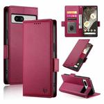 For Google Pixel 7a Side Buckle Magnetic Frosted Leather Phone Case(Wine Red)