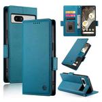 For Google Pixel 7a Side Buckle Magnetic Frosted Leather Phone Case(Blue)