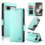For Google Pixel 7a Side Buckle Magnetic Frosted Leather Phone Case(Mint Green)
