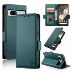 For Google Pixel 7a Side Buckle Magnetic Frosted Leather Phone Case(Dark Green)