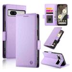 For Google Pixel 7a Side Buckle Magnetic Frosted Leather Phone Case(Purple)