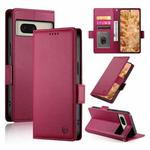 For Google Pixel 8 Side Buckle Magnetic Frosted Leather Phone Case(Wine Red)