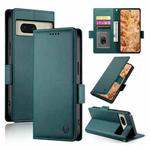 For Google Pixel 8 Side Buckle Magnetic Frosted Leather Phone Case(Dark Green)