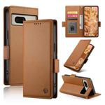 For Google Pixel 8 Side Buckle Magnetic Frosted Leather Phone Case(Brown)