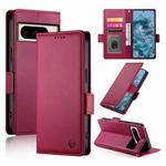 For Google Pixel 8 Pro Side Buckle Magnetic Frosted Leather Phone Case(Wine Red)