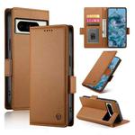 For Google Pixel 8 Pro Side Buckle Magnetic Frosted Leather Phone Case(Brown)