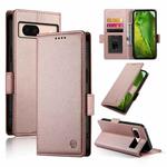 For Google Pixel 8a Side Buckle Magnetic Frosted Leather Phone Case(Rose Gold)