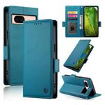 For Google Pixel 8a Side Buckle Magnetic Frosted Leather Phone Case(Blue)