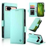 For Google Pixel 8a Side Buckle Magnetic Frosted Leather Phone Case(Mint Green)